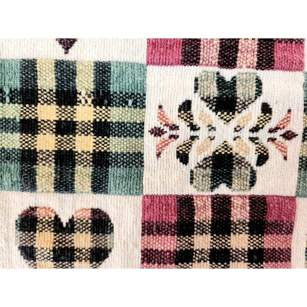 Cabin Chic Rustic Tapestry Table Runner Plaid Hearts Houses 70
